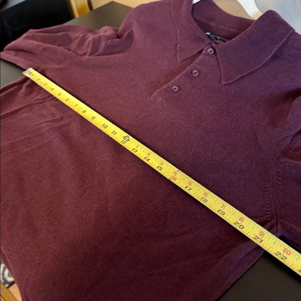 Croft & Barrow Men's Lightweight Polo style Sweater collar deep burgundy Large